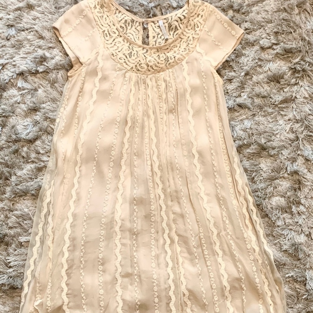 Cream Baby Doll Bohemian Bizz Dress 100% Silk